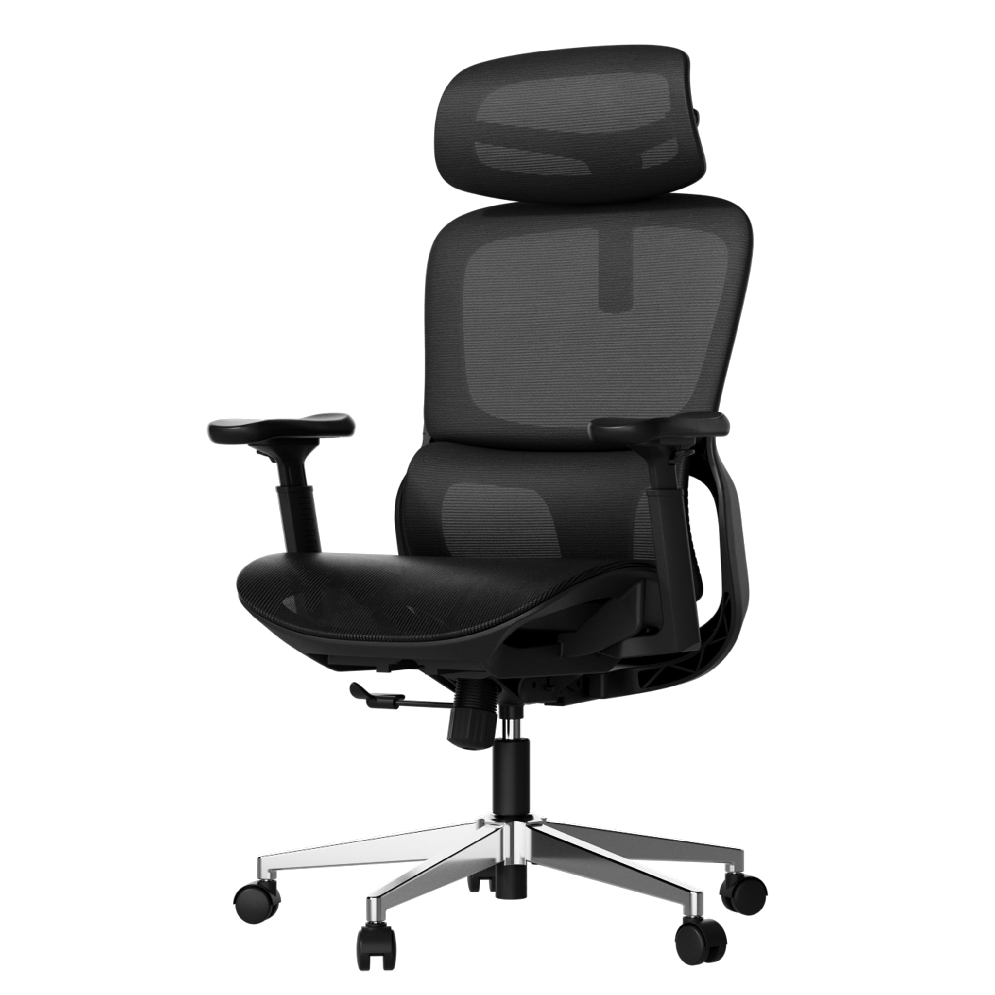 P2 Ergonomic Office Chair without footrest black slightly left