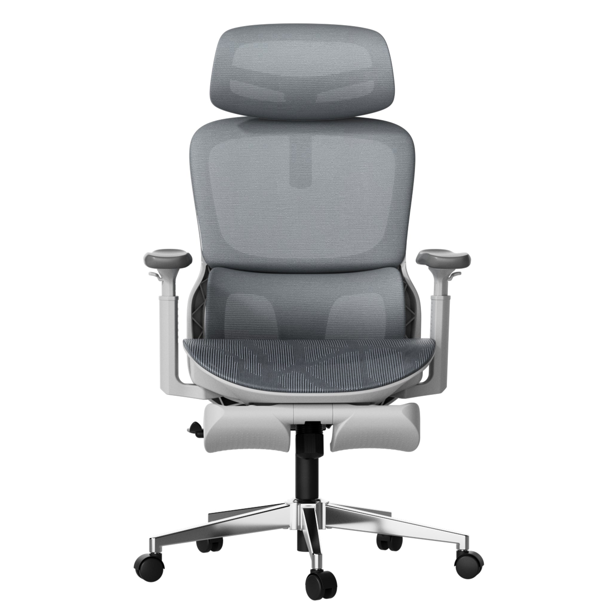P2 Ergonomic Office Chair with footrest gray front