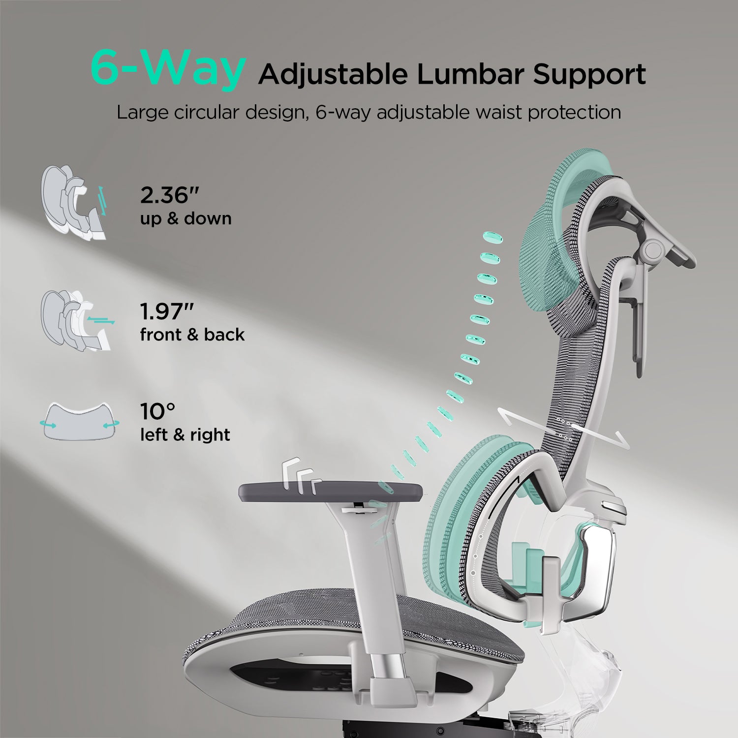 Hbada E2 Pro Ergonomic Office Chair without Footrest white lumbar support