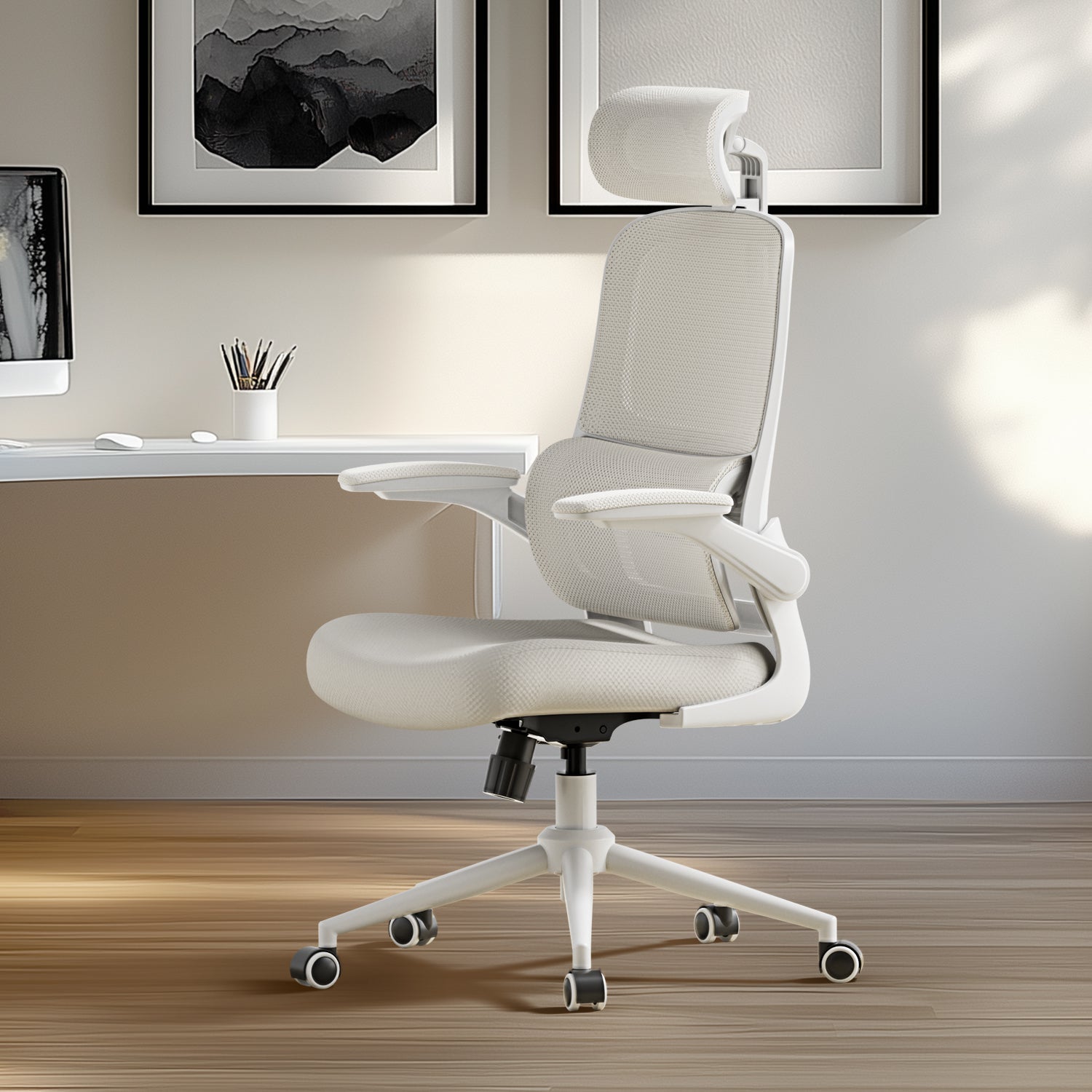 Hbada P1 Ergonomic Office Chair white slightly left