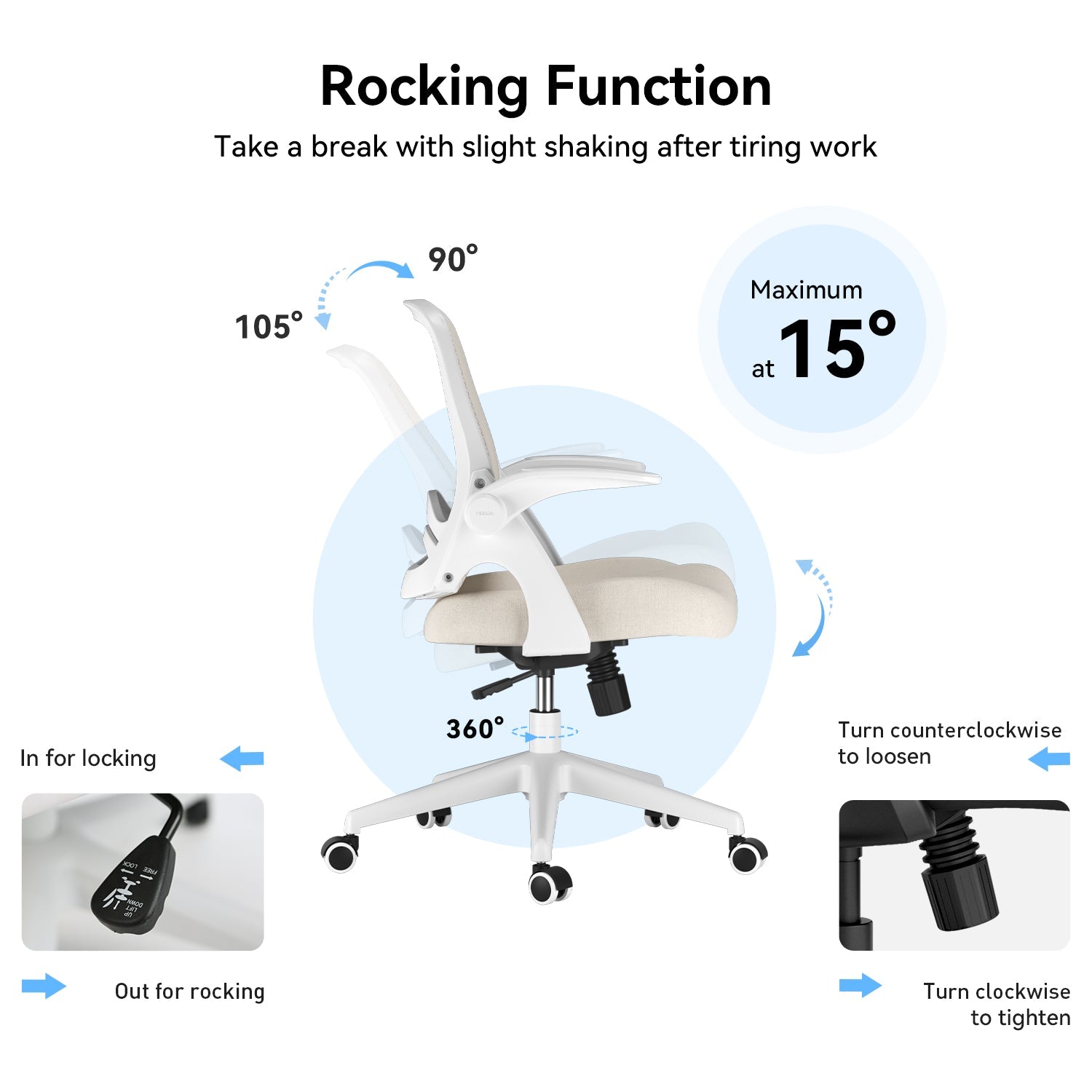 HBADA Penguin-inspired Office Chair -J1 gray rocking function