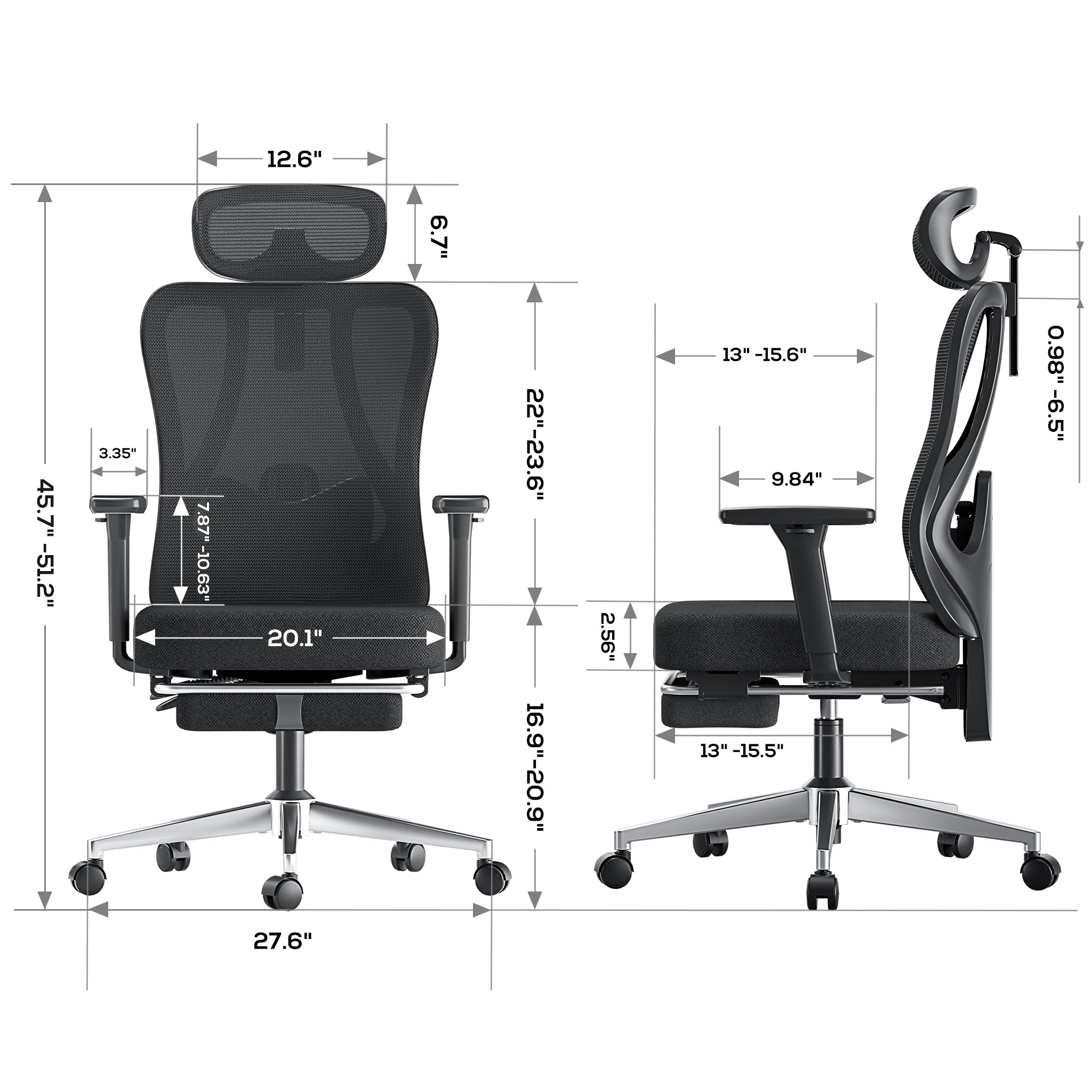 HBADA P3 Ergonomic Chair with Footrest