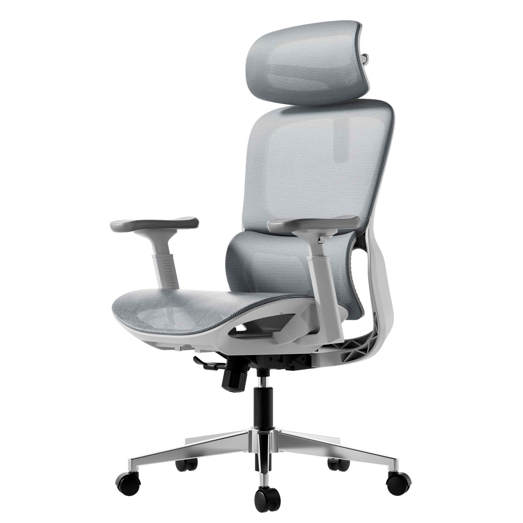 P2 Ergonomic Office Chair without footrest gray slightly left