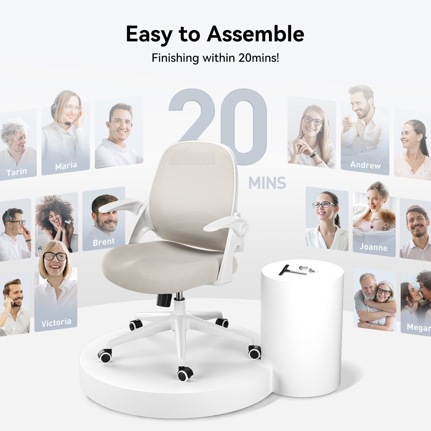 HBADA Penguin-inspired Office Chair -J1 gray assemble