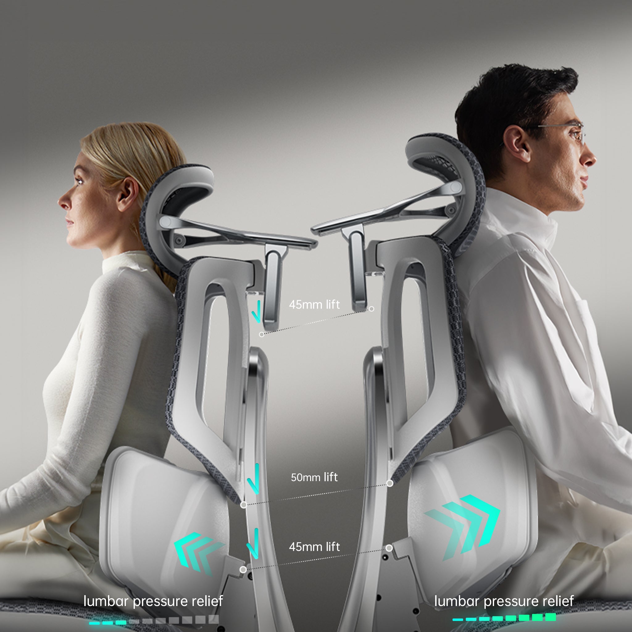 Hbada X7 Smart Ergonomic Chair lumbar pressure relief