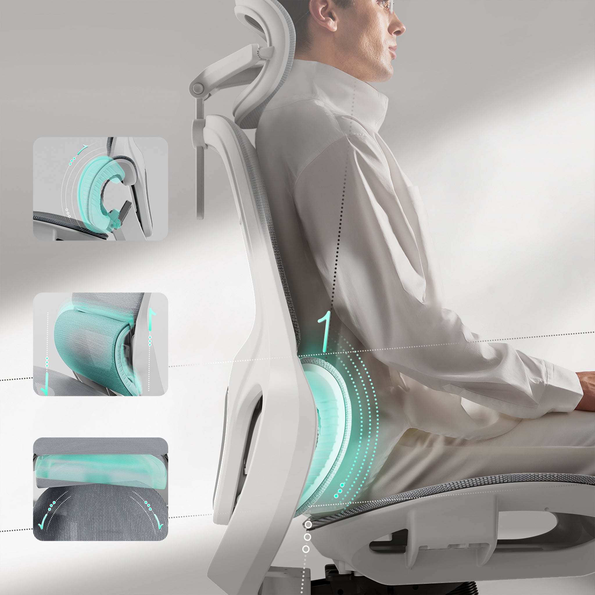 P2 Ergonomic Office Chair gray lumbar support