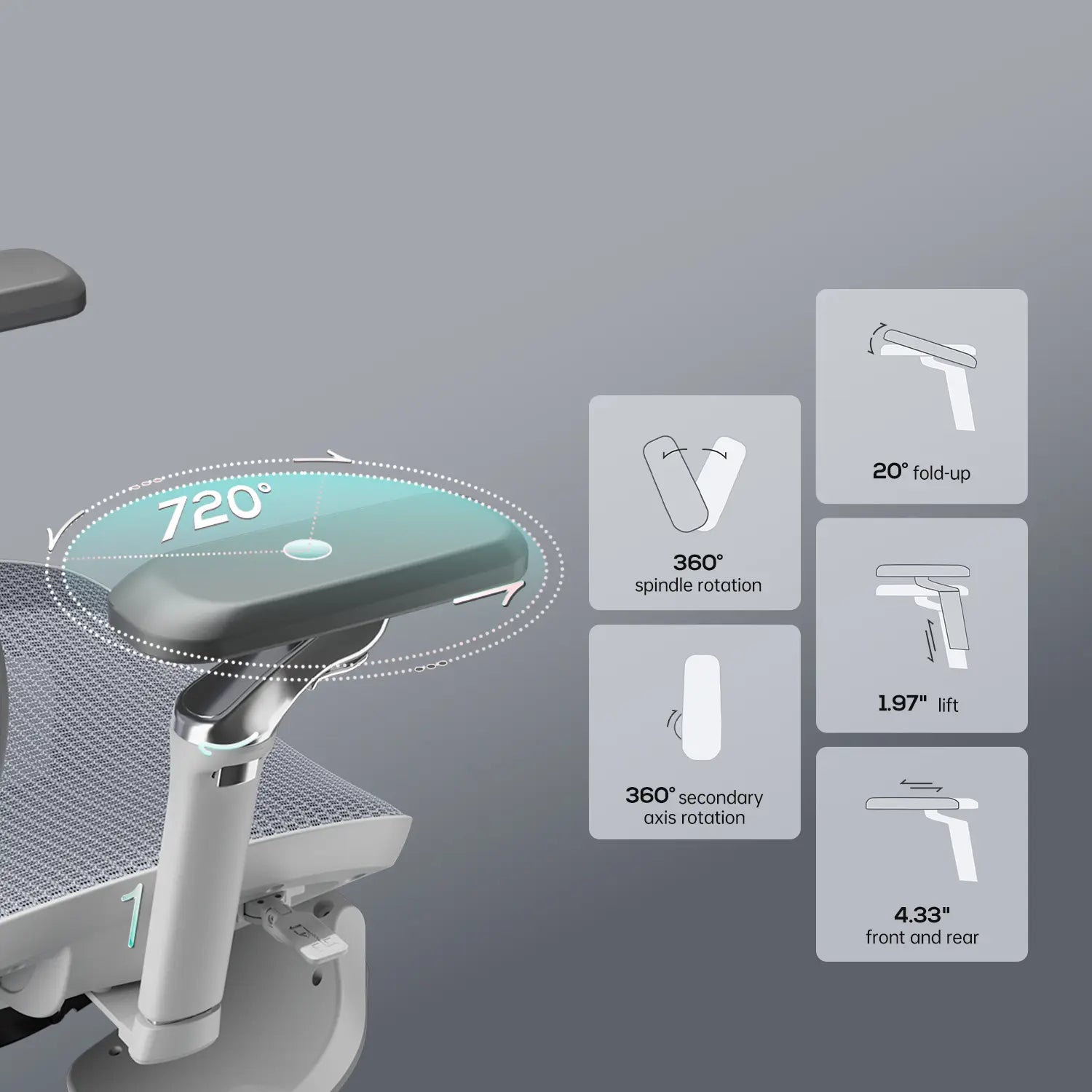 HBADA E3 Ultra Ergonomic Office Chair Futuristic(with Footrest) gray armrests