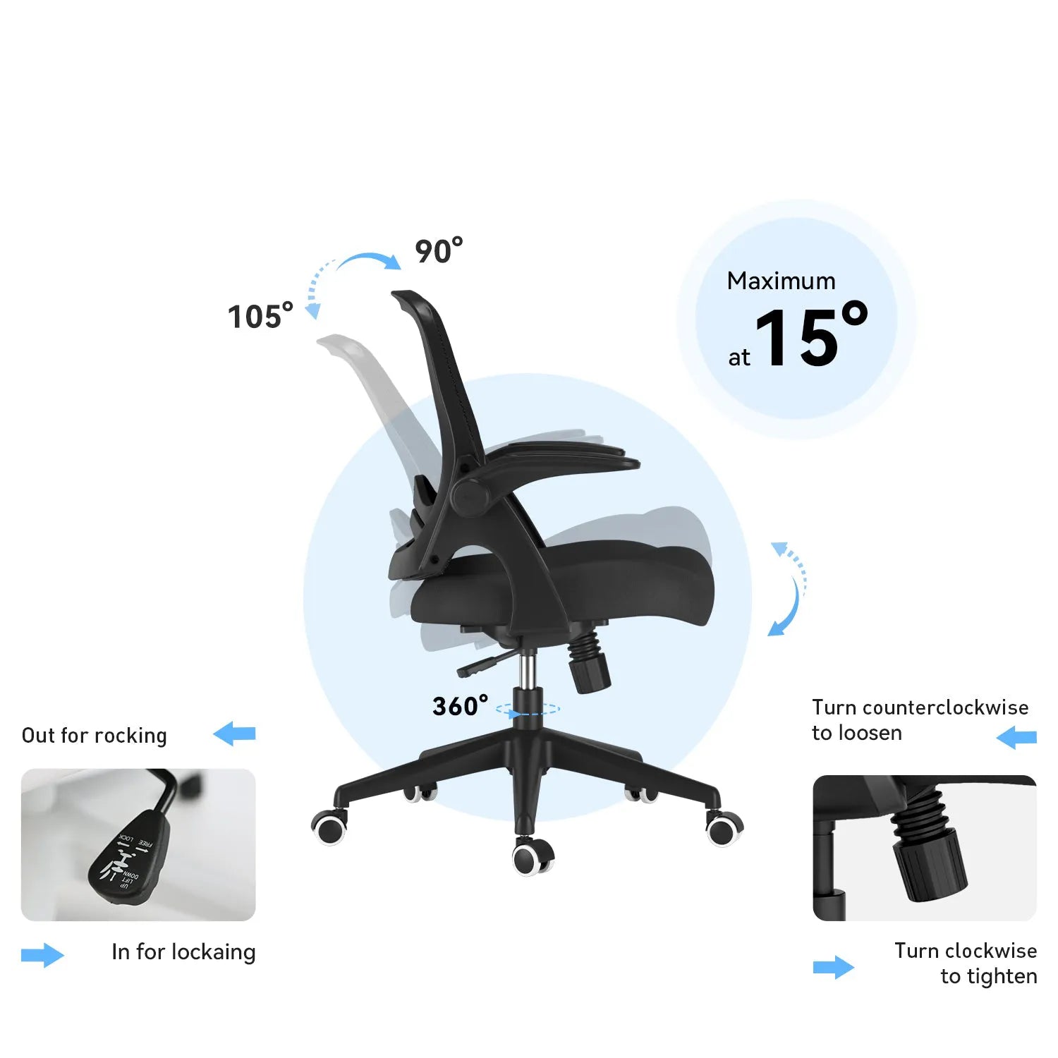 HBADA Penguin-inspired Office Chair -J1 black rocking function