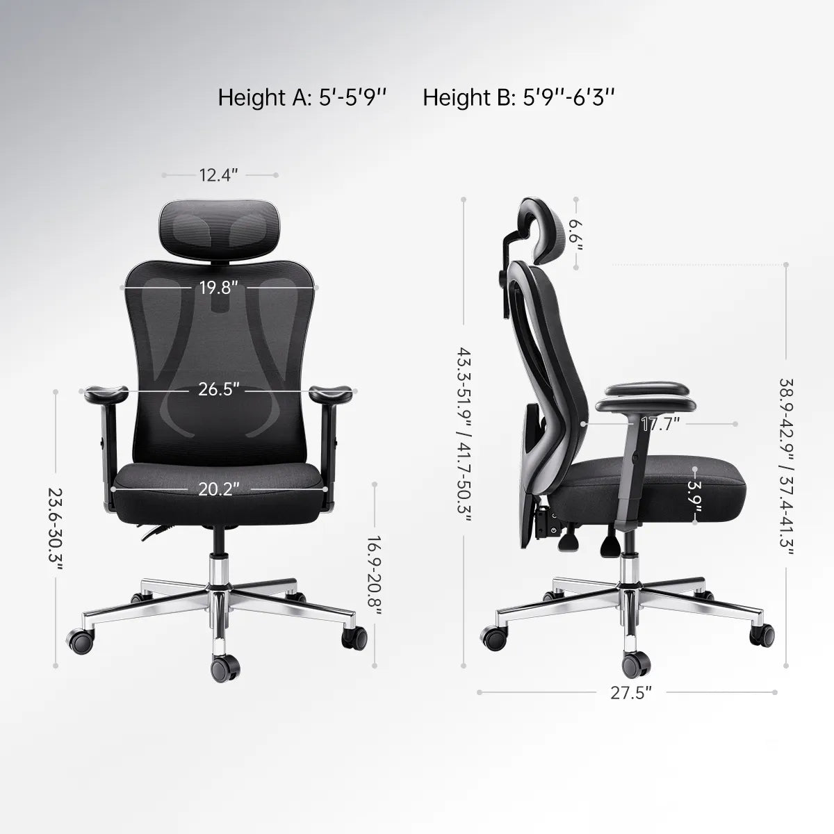 HBADA P3 Ergonomic Chair without Footrest