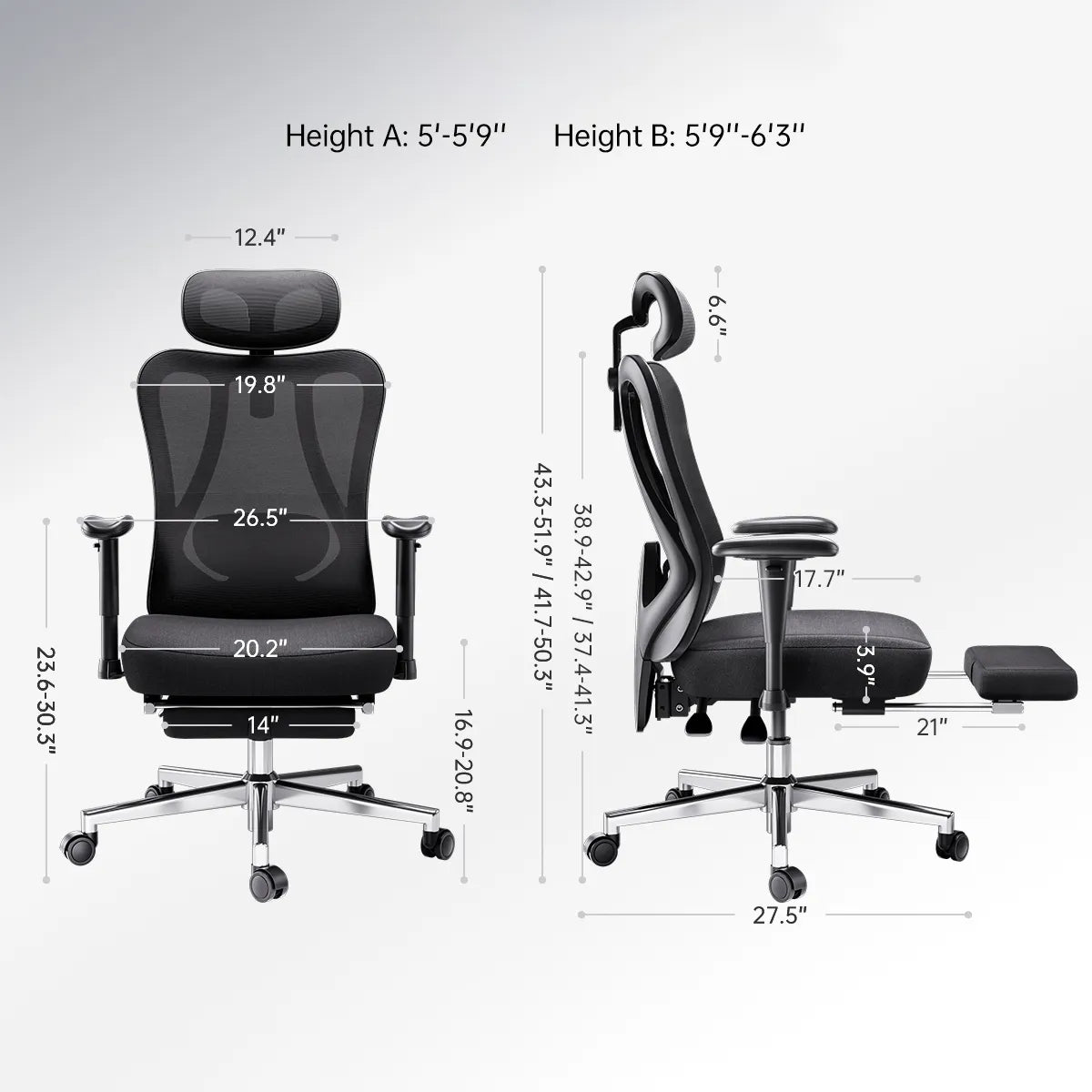 HBADA P3 Ergonomic Chair with Footrest