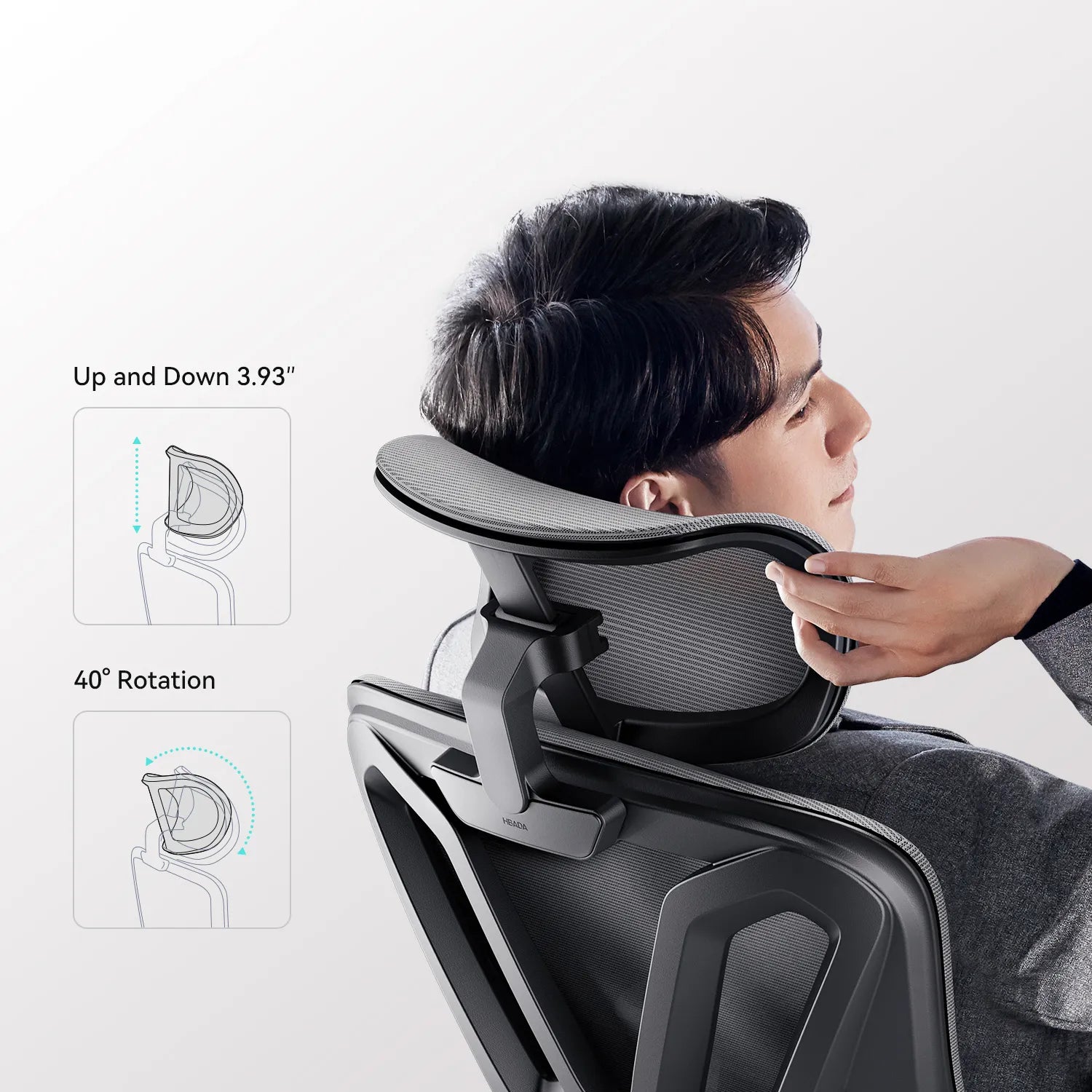 HBADA P5 Ergonomic Office Chair with Footrest gray headrest