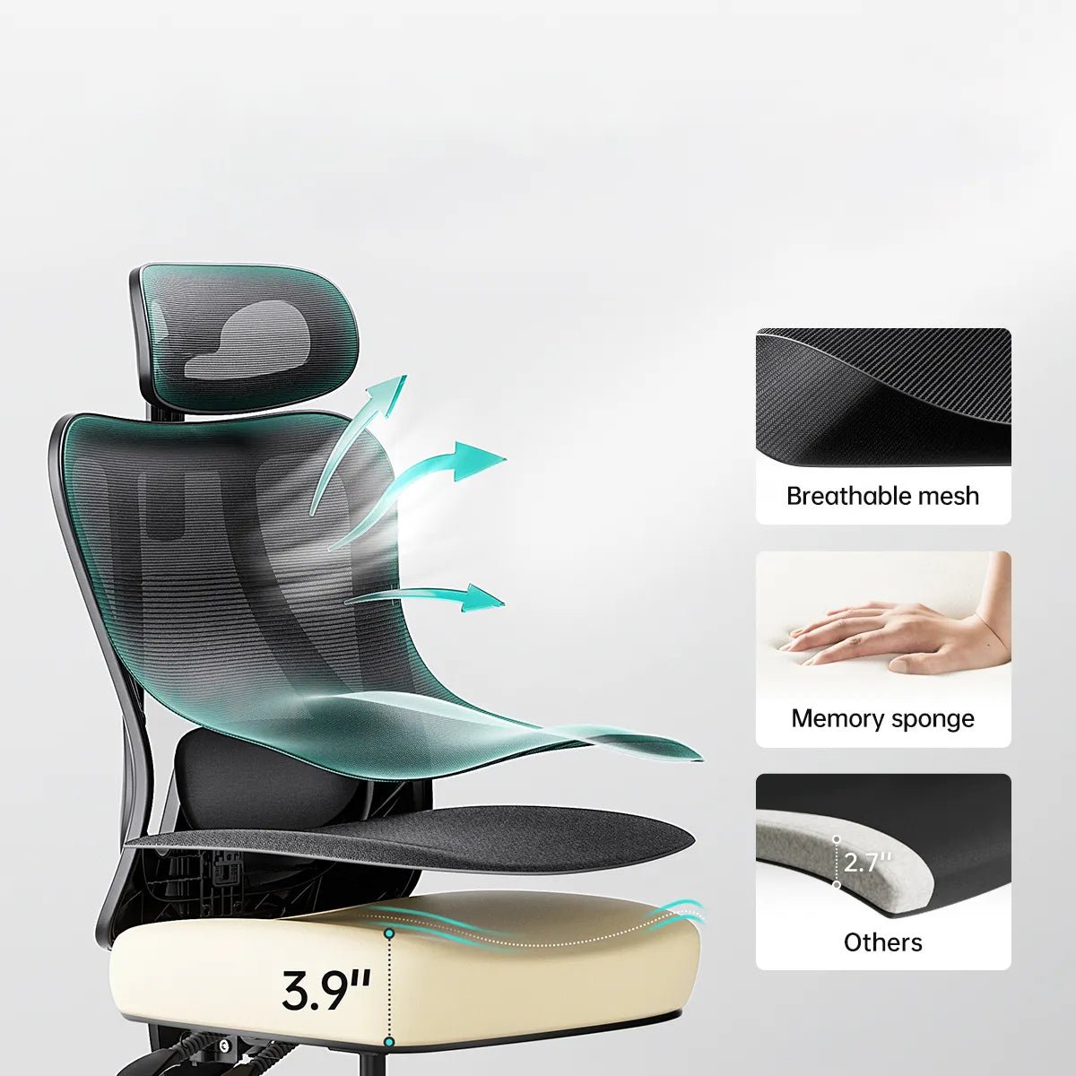 HBADA P3 Ergonomic Chair without Footrest